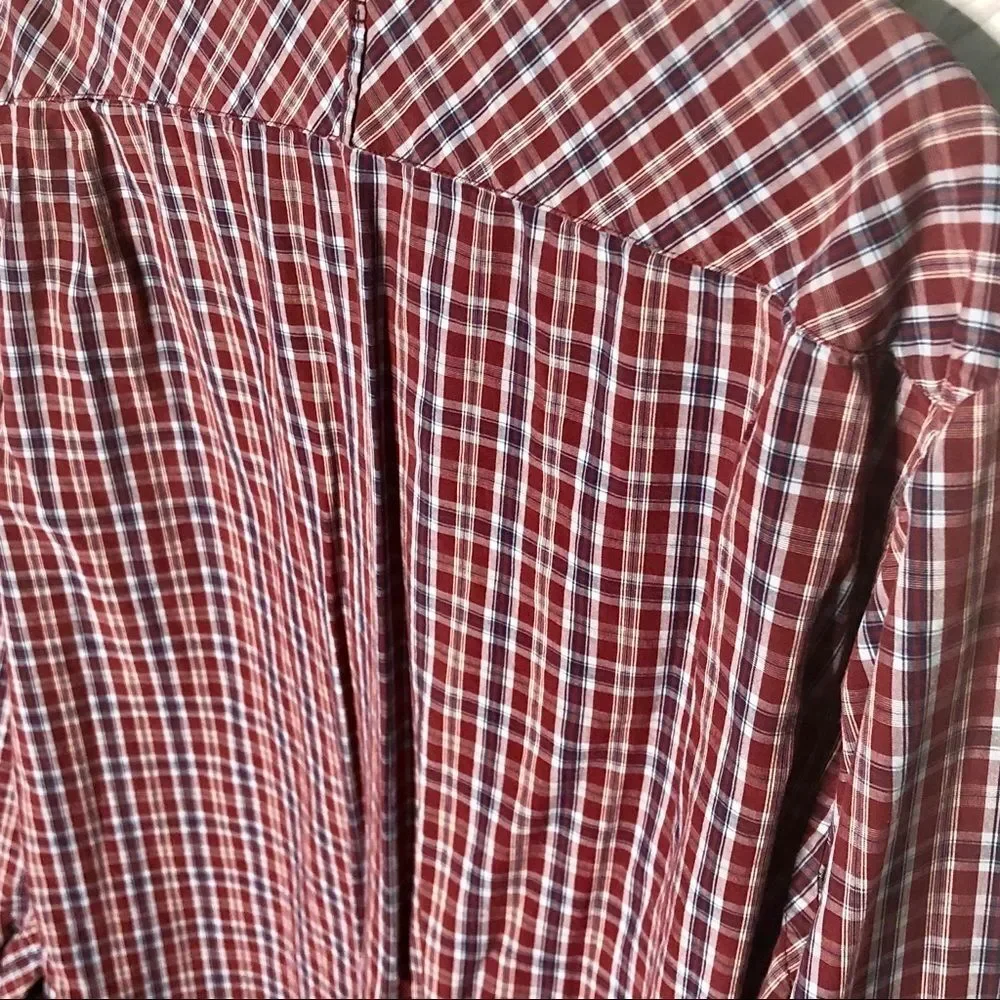 Banana Republic Classic Plaid Poplin Long Sleeve Button-Down Dress Shirt Size M
